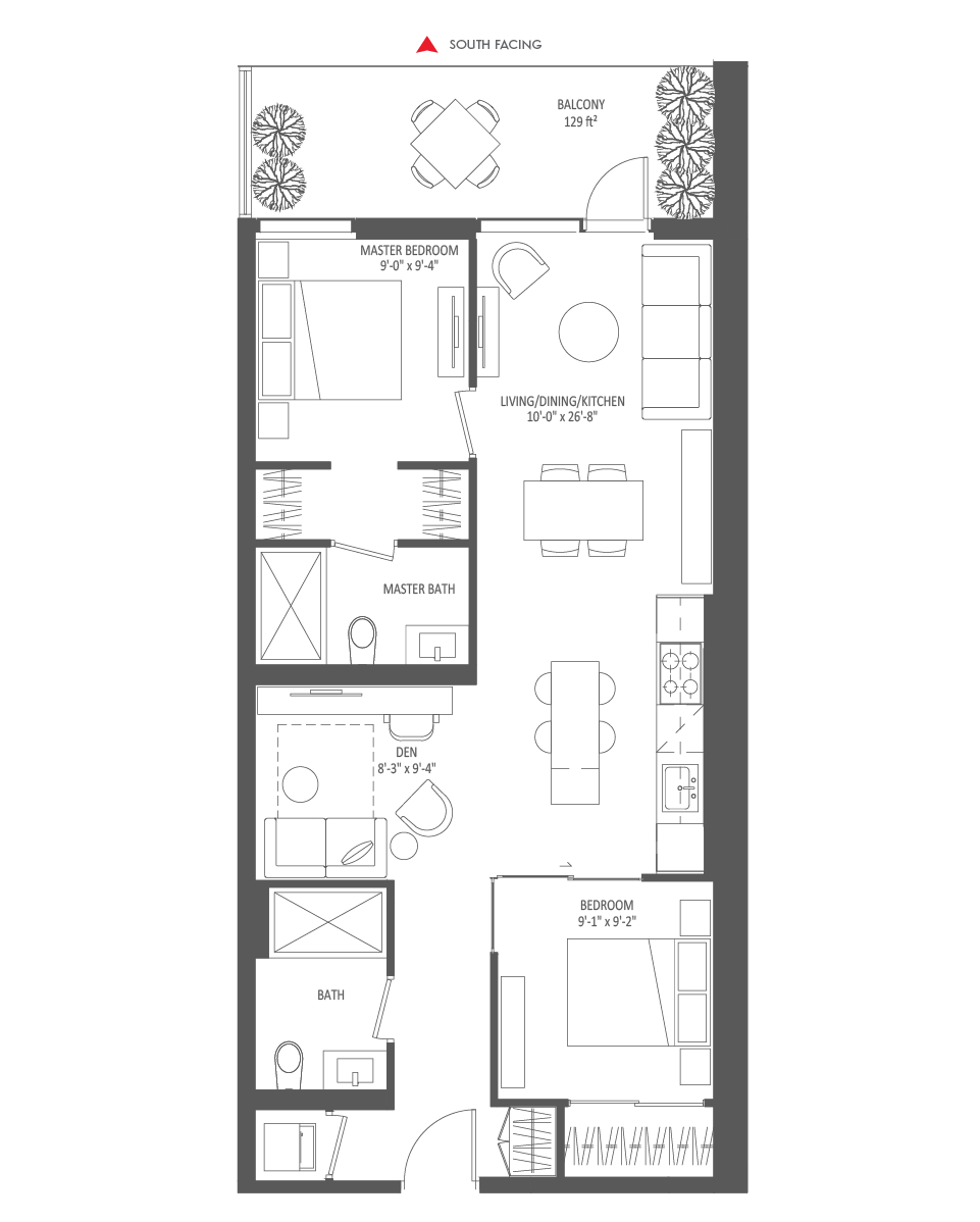 860 SQ FT - 2 Bedroom + Den